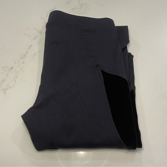 Morrissey Y Dark Gray and Black with Velvet Detail Skinny Leggings - Picture 2 of 15